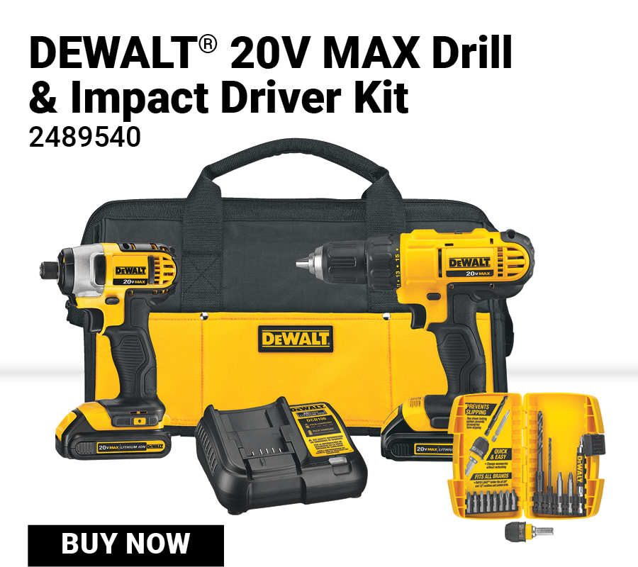 DEWALT® 20V MAX Drill & Impact Driver Kit with Rapid Load Drilling & Driving Set